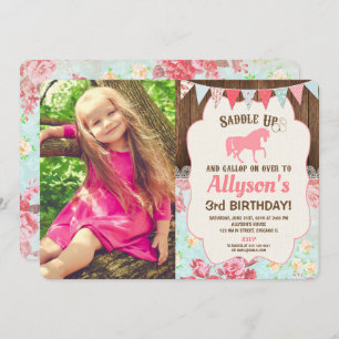 Invitation La cow-girl fille d'anniversaire de la fille au bo