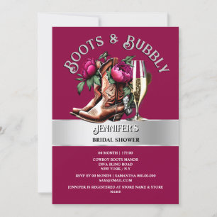 Invitation La cowgirl de la campagne bottes magental floral b