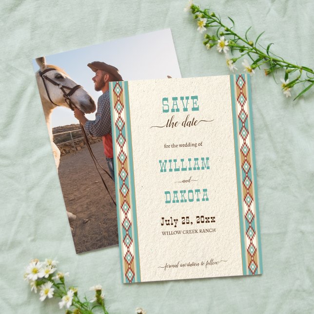 Invitation La cowgirl du ranch du sud-ouest sauve la date (Créateur téléchargé)
