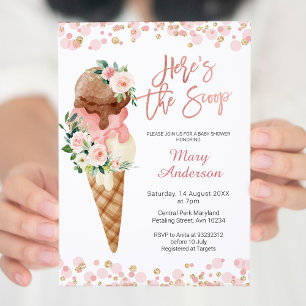 Invitation La crème glacée Voici l'invitation du Baby shower