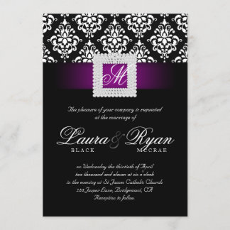 Invitation La damassé élégante de mariage Jewels le blanc