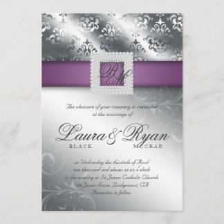 Invitation La damassé élégante de noces d'argent Jewels le