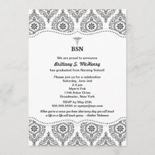 Invitation La damassé moderne BSN RN LPN d'obtention du