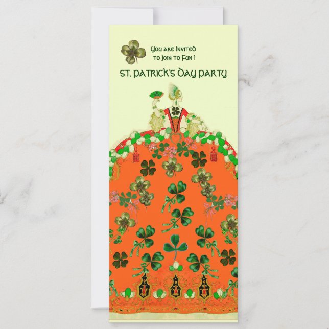 INVITATION LA DAME ORANGE AVEC TRÈFLES FÊTE DE LA SAINT-PATRI (Devant)