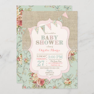 Invitation La dentelle florale chic du pays de Shabby