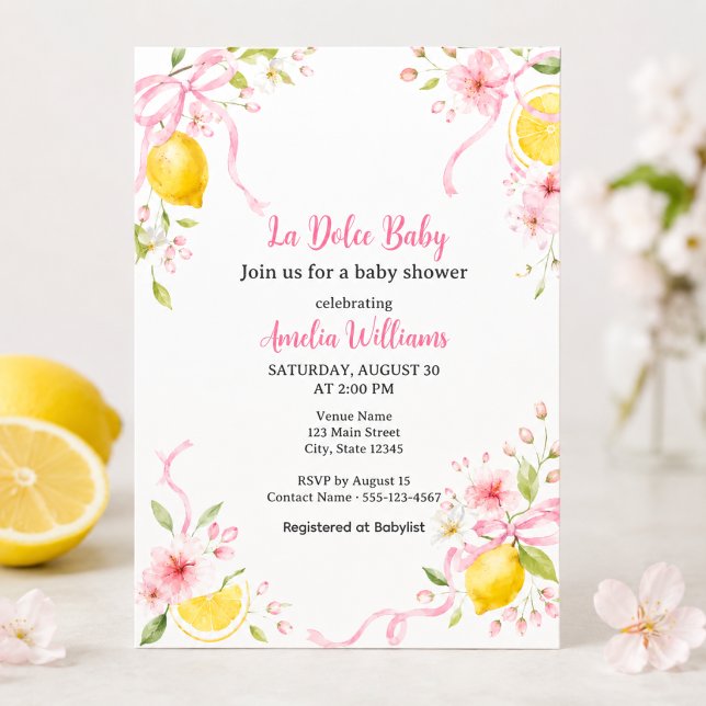 Invitation La Dolce Baby Lemon Baby Shower (Créateur téléchargé)