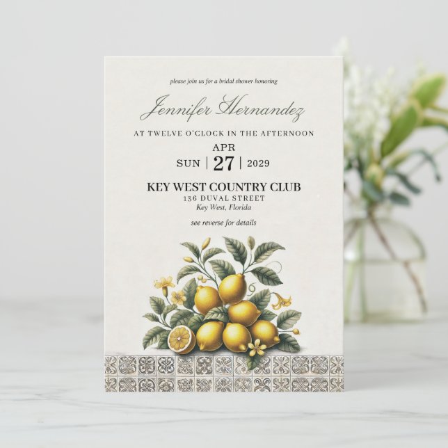 Invitation La Dolce Lemons Bridal Shower (Debout devant)