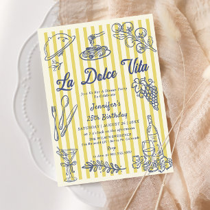 Invitation La Dolce Vita Bandes Jaunes Fête Italienne