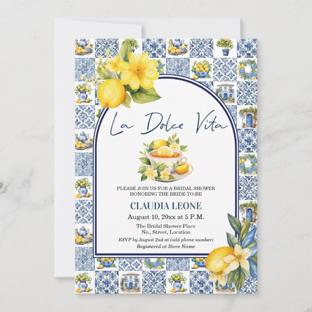 Invitation La Dolce Vita Carreaux de sol italiens Baby Shower (Devant)