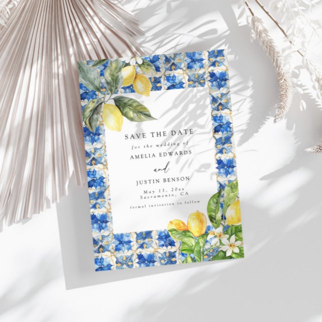 Invitation La Dolce Vita Citron Citrus Enregistrer La Date (Créateur téléchargé)