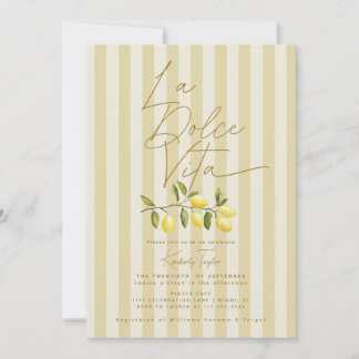 Invitation La Dolce Vita Citrons Italian Thème de Mariage