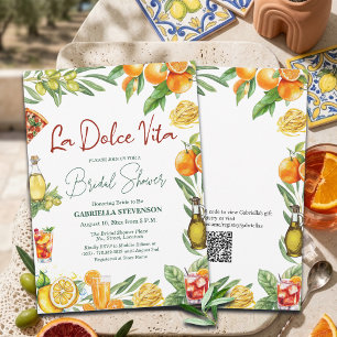 Invitation La Dolce Vita Cocktail Italien Code QR de Mariage