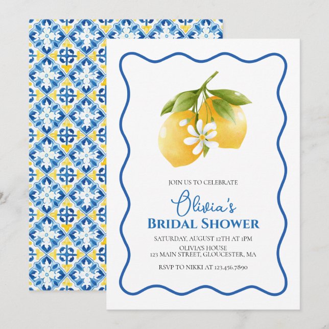 Invitation La Dolce Vita Fête de Mariage au Citron (Devant / Derrière)