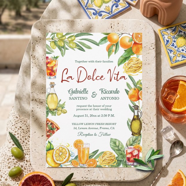 Invitation La Dolce Vita Italian Citrus Cocktail Wedding  (Créateur téléchargé)