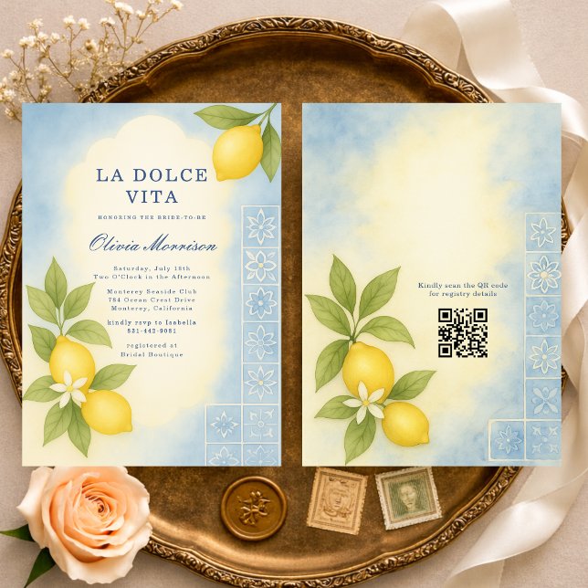 Invitation La Dolce Vita Italian QR Code Bridal Shower (Créateur téléchargé)