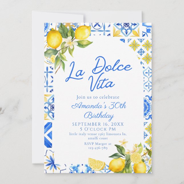 Invitation La Dolce Vita Italien Lemon élégant 30e anniversai (Devant)