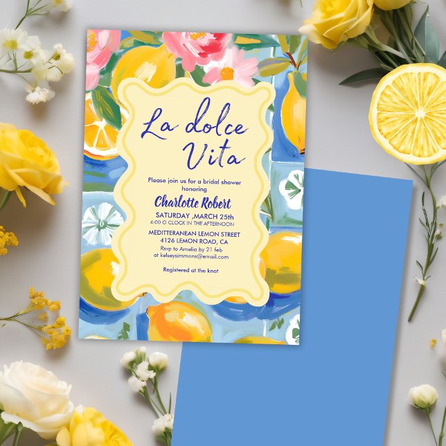 Invitation La dolce vita Italienne Citron Douche nuptiale (Créateur téléchargé)