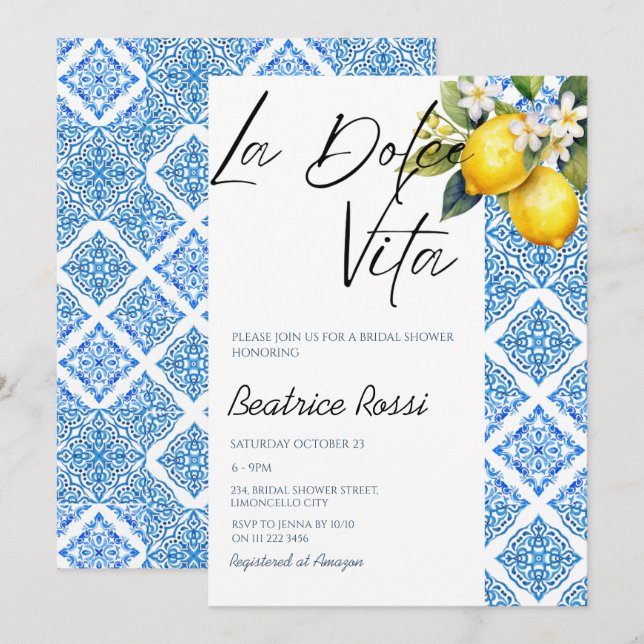 Invitation La Dolce Vita Lemon Amalfi Positano Fête des marié (Devant / Derrière)