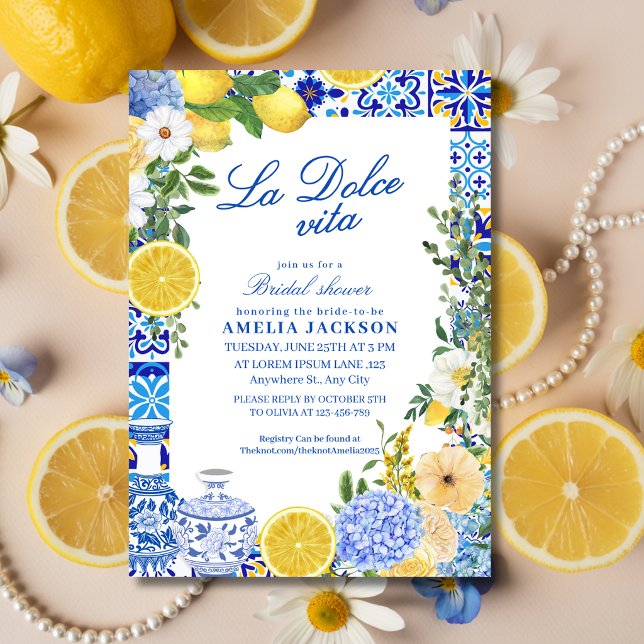 Invitation La Dolce Vita Lemon Mediterranean Bridal shower (Créateur téléchargé)