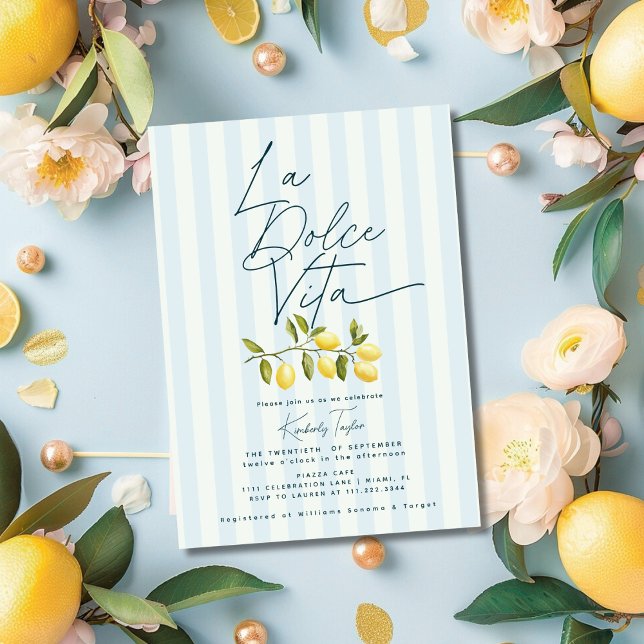 Invitation La Dolce Vita Lemons Fête des mariées italienne (Créateur téléchargé)