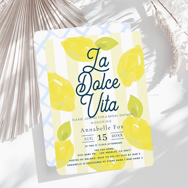 Invitation La Dolce Vita Mariage Peint à la Main avec Citron (Créateur téléchargé)