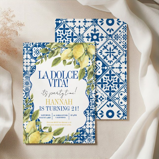 Invitation La Dolce Vita Méditerranée Citron italien Annivers (Créateur téléchargé)