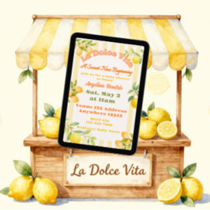 Invitation La Dolce Vita Nouveau Début Baby Shower au Citron