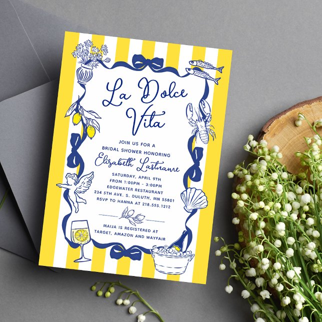 Invitation La Dolce Vita Réception de Mariage Italienne Fanta (La Dolce Vita Whimsical Italian Bridal Shower Invitation)