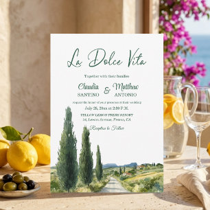 Invitation La Dolce Vita Vue Italienne Élégant Mariage