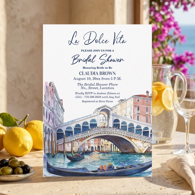 Invitation La Dolce Vita Watercolor Venice Bridal Shower (Créateur téléchargé)