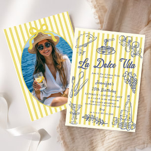 Invitation La Dolce Vita Yellow Stripes dîner italien Photo