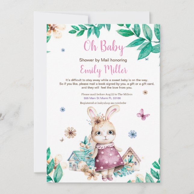 Invitation La douche de la fillette de Bunny par mail (Devant)