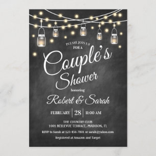 Invitation La douche du couple - tableau rustique
