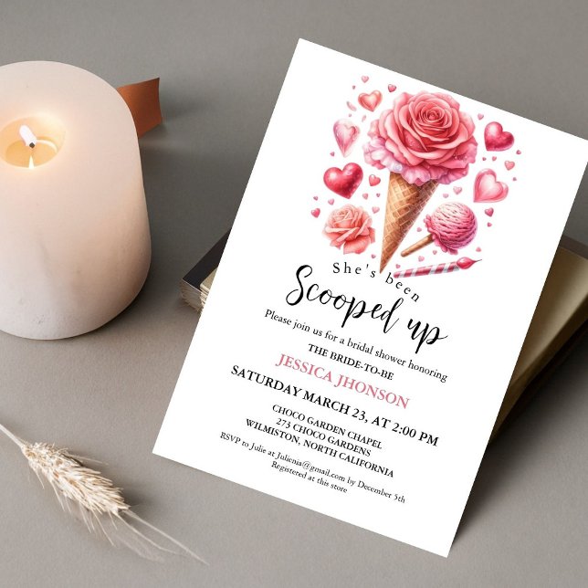 Invitation La douche nuptiale à la crème glacée, elle a été s (Créateur téléchargé)