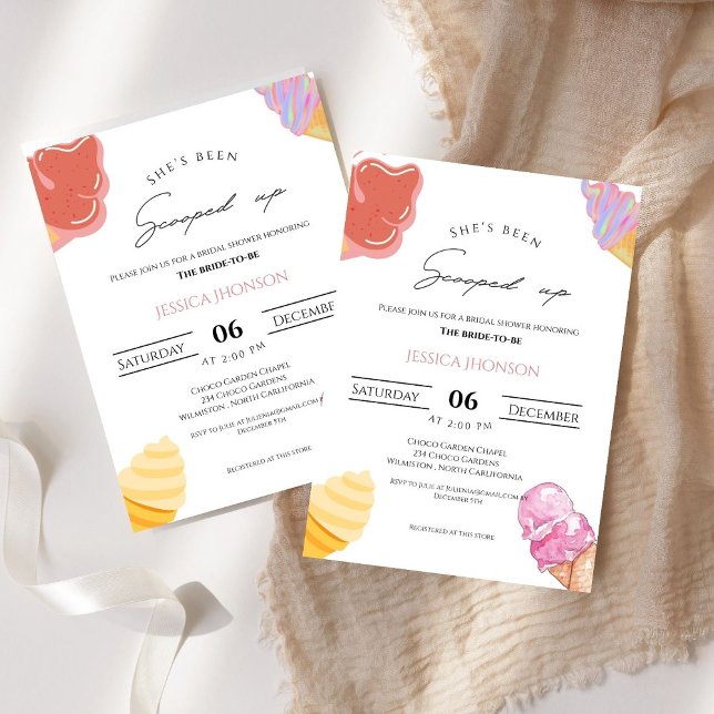 Invitation La douche nuptiale à la crème glacée, elle a été s (Créateur téléchargé)