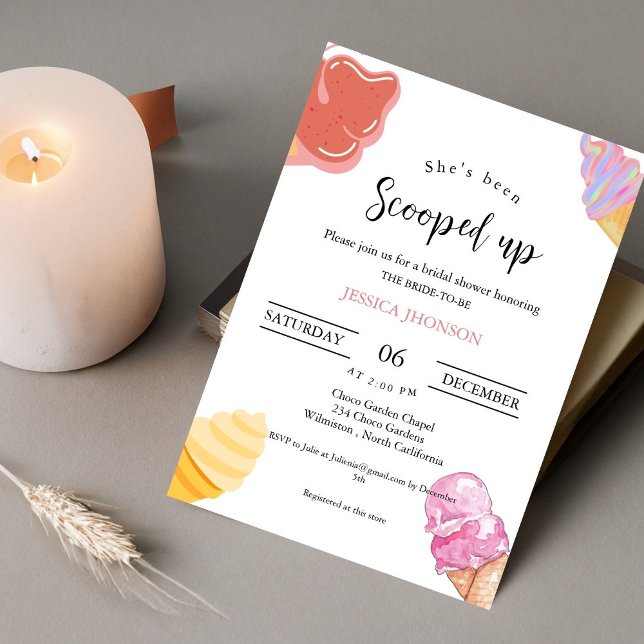 Invitation La douche nuptiale à la crème glacée, elle a été s (Créateur téléchargé)