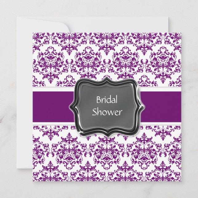 Invitation La douche nuptiale blanche pourpre personnalisent (Devant)