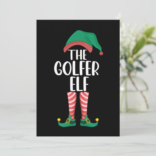 Invitation La famille Golfer Elf Golf Correspond à Noël (Debout devant)