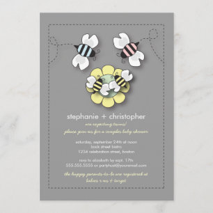 Invitation La famille heureuse d'abeille couple le baby