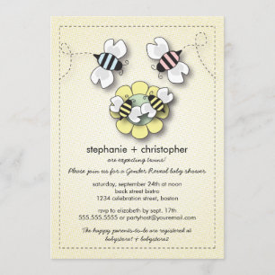 Invitation La famille heureuse d'abeille couple le baby