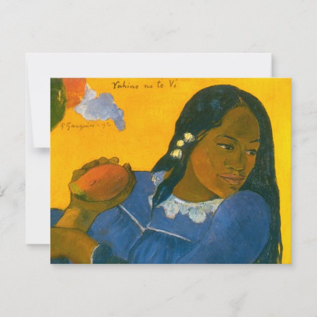 Invitation La femme de Paul Gauguin avec un mangue (1892) (Devant)