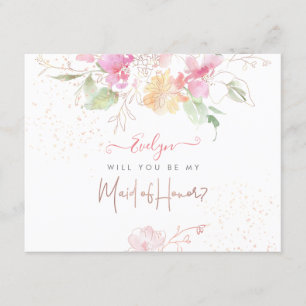 Invitation La femme d'honneur rougit d'aquarelle