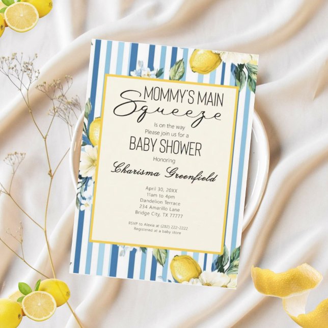 Invitation La Fête Bébé Garçon Citron Bleu de La Prune de Mam (Créateur téléchargé)