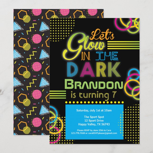 Invitation La fête bleue de l'anniversaire de l'enfant sombre (Devant / Derrière)