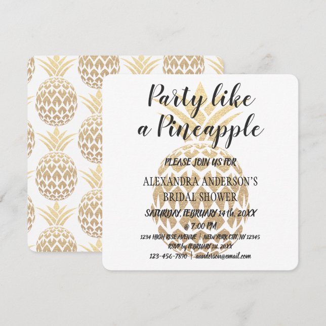 Invitation La fête comme une Fête des mariées d'ananas (Devant / Derrière)