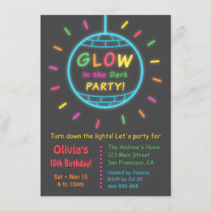 Invitation La fête d'anniversaire de Disco Ball Glow