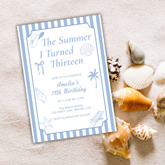 Invitation La fête d'anniversaire de plage l'été de mes treiz
