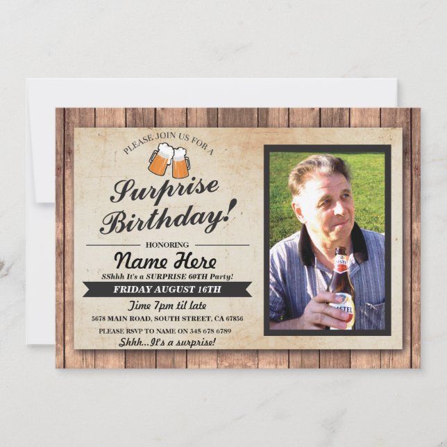 Invitation La fête d'anniversaire de surprise de photo (Devant)