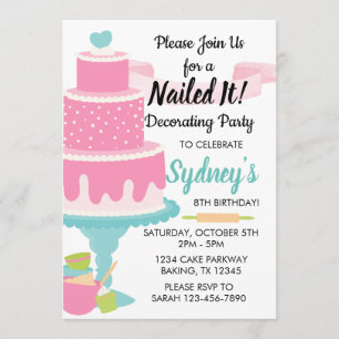 Invitation La fête d'anniversaire du gâteau de cuisine clouée