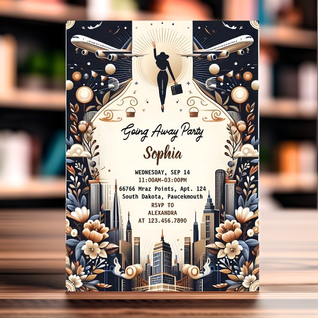Invitation La Fête d'Au Revoir du Voyageur qui Part (Créateur téléchargé)